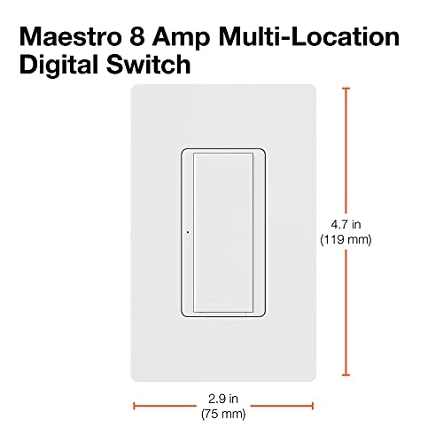 Lutron Maestro Digital Switch, 8A Single Pole/Multi Location, MA-S8AM-WH, White