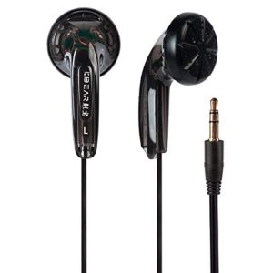 kinboofi kbear stellar lightweight stereo earbud headphones, classic style earbud black earphone wired headset (clear black no mic)…