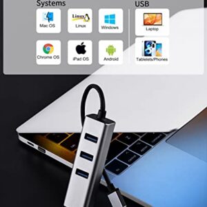 USB 3.0 to Ethernet Adapter 4 in 1 Multiport Hub with Gigabit Ethernet 1000Mbps RJ45 LAN Network Adapter Compatible and 3-Port USB3.0 Support Laptop PC MacBook Windows Linux MacOS, and More