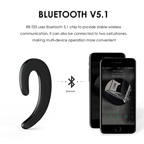 Open Ear Air Bone Conduction Headphones Wireless Single Earbud with Earhooks Bone Conducting Earphones Gym Sport Running Workout Ear Bud Comfortable Bluetooth Earpiece for Small Ear Canals Sliver