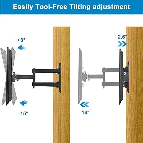 JUSTSTONE Full Motion TV Wall Mount Bracket for 13-45 Inches LED, Plasma Flat Screen Curved TVs, TV Mount with Articulating Arms Swivels Tilt Extension, VESA 200x200mm and Loading Capacity 55 lbs