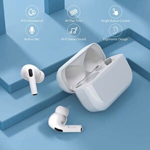 KAHPAN Wireless Earbuds, Bluetooth5.3 Headphones 30H Playtime with Charging Case, IPX7 Waterproof Earphones with Mic for Android iOS Cell Phone Computer Laptop Sports White