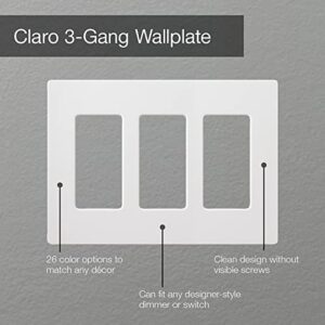 Lutron Claro 3 Gang Decorator/Rocker Wallplate, Gloss, White (1-Pack) | CW-3-WH