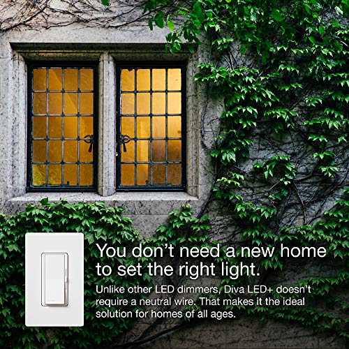 Lutron Diva 250W LED+ Dimmer Switch for Dimmable LED, Halogen and Incandescent Bulbs, Single-Pole or 3-Way, DVCL-253P-WH, White