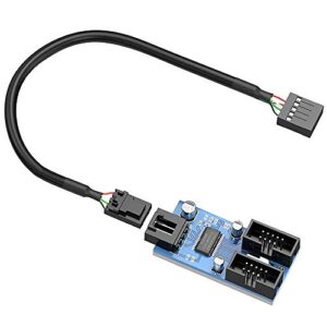rocketek motherboard usb 2.0 9pin header 1 to 2 extension hub splitter adapter – converter mb usb 2.0 female to 2 female – 30cm cable usb 9-pin internal cable 9 pin connector adapter port multiplier …