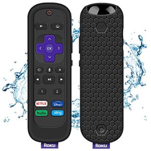case for roku voice remote pro, cover roku ultra 2020/2019/2018 remote control silicone protective controller back sleeve holder universal replacement skin new battery protector(black)