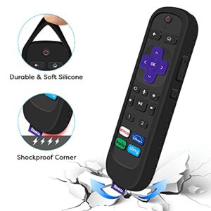 Case for Roku Voice Remote Pro, Cover Roku Ultra 2020/2019/2018 Remote Control Silicone Protective Controller Back Sleeve Holder Universal Replacement Skin New Battery Protector(Black)