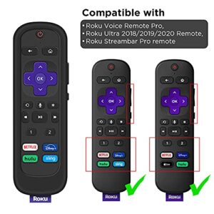 Case for Roku Voice Remote Pro, Cover Roku Ultra 2020/2019/2018 Remote Control Silicone Protective Controller Back Sleeve Holder Universal Replacement Skin New Battery Protector(Black)