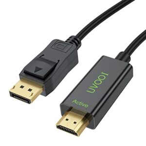 active displayport to hdmi 2.0 cable adapter 10feet, uvooi display port (dp) to hdmi cord for 4k@60hz 2k@165hz 2k@144hz cable supporting multi-display eyefinity technology