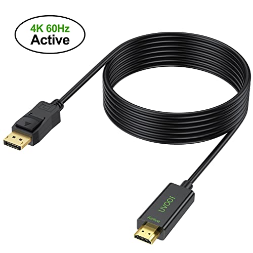 Active DisplayPort to HDMI 2.0 Cable Adapter 10Feet, UVOOI Display Port (DP) to HDMI Cord for 4K@60hz 2K@165Hz 2K@144Hz Cable Supporting Multi-Display Eyefinity Technology