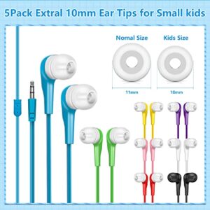 Bulk Earbuds Headphones 10 Pack Earphones with Comfortable Silicone Ear-Bud for School Classroom Students Kids and Adult Individually Bagged (10Pack,Mix 8 Colors)
