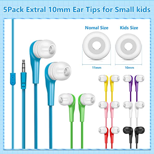 Bulk Earbuds Headphones 10 Pack Earphones with Comfortable Silicone Ear-Bud for School Classroom Students Kids and Adult Individually Bagged (10Pack,Mix 8 Colors)