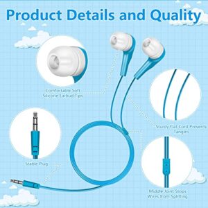Bulk Earbuds Headphones 10 Pack Earphones with Comfortable Silicone Ear-Bud for School Classroom Students Kids and Adult Individually Bagged (10Pack,Mix 8 Colors)