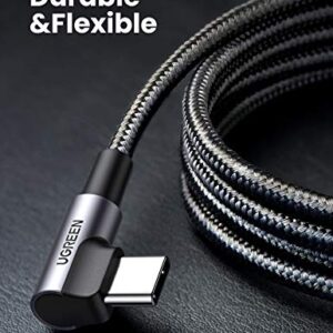 UGREEN Type C to Type C Cable 60W USB C Charger Cable 90 Degree Compatible with with MacBook Pro 2022, iPad Pro 2022, Samsung Galaxy S23/S22/Z Fold/Z Flip, Google Pixel 7/6a, Switch, etc. 3.3FT