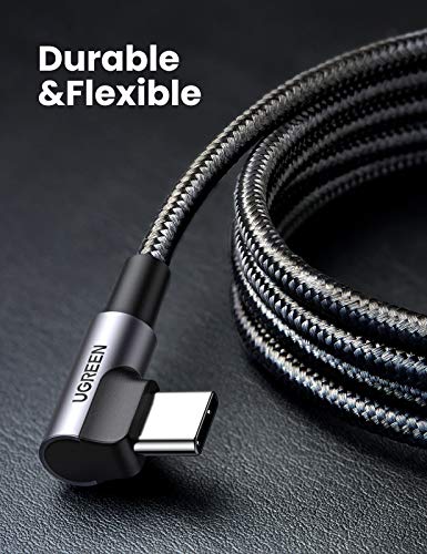 UGREEN Type C to Type C Cable 60W USB C Charger Cable 90 Degree Compatible with with MacBook Pro 2022, iPad Pro 2022, Samsung Galaxy S23/S22/Z Fold/Z Flip, Google Pixel 7/6a, Switch, etc. 3.3FT