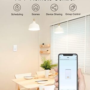 GHome Smart Dimmer Switch Work with Alexa Google Home, Single Pole 2.4GHz Wi-Fi Switch for Dimmable LED CFL INC Light Bulbs, Neutral Wire Required, UL Certified, No Hub Required, 4Pack