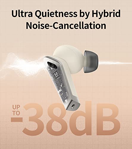 Edifier NB2 Pro True Wireless Earbuds - 6 Mics - Hybrid Active Noise Cancelling - Bluetooth 5.0 Wireless Earphone - 32H Play Time - USB-C - App Control- Ivory