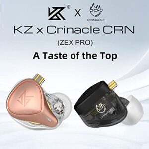 KZ x Crinacle CRN ZEXPro New Electrostatic & Dynamic & Balanced Armature Hybrid Earphone Passive Noise Reduction in-Ear Sports Music Headphones（Black,with mic）