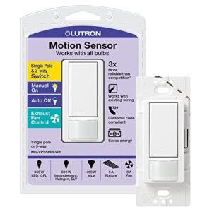 lutron maestro vacancy sensor switch, 5-amp, single-pole or multi-location, ms-vps5mh-wh, white