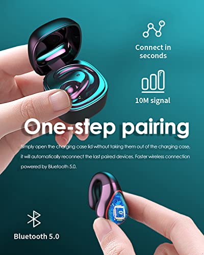 Single Earbud Open Ear Headphones Wireless Bluetooth True Wireless Mini Small Open Earbuds for iPhone Android, Tiny Bone Ear Bud with Mic Earphones for Small Ear Canals Running Cycling Workout Sport