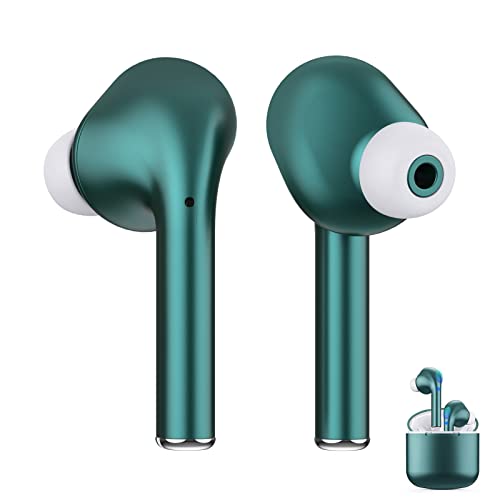 YHT Wireless Earbuds Bluetooth 5.3 Headphones 4-Mics Clear Calls ENC Noise Cancelling Ear Buds Deep Bass Bluetooth Earbuds Waterproof Sports in-Ear Stereo Headphones for iPhone Android Green