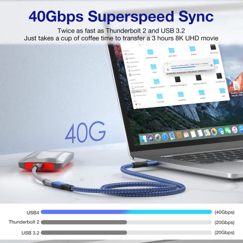 USB C Extension Cable 2.62FT, USB4 Extension Cable for Thunderbolt 4/3 Support PD 100W, 40Gbps, 8K@60Hz or Dual 4K Video Display, Compatible with Docks and All USB C Devices, MacBook, eGpu, Hub