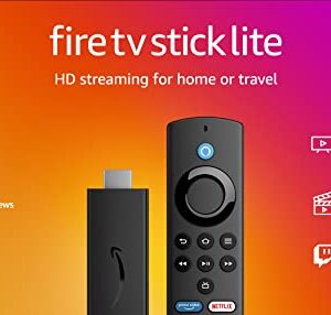 Fire TV Stick Lite, free and live TV, Alexa Voice Remote Lite, smart home controls, HD streaming