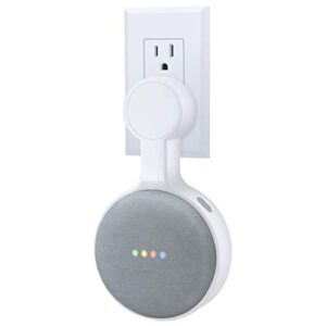 amortek outlet wall mount holder for google nest mini (home mini 2nd gen and 1st gen), a space-saving accessories for google nest mini voice assistant 2nd generation (white)