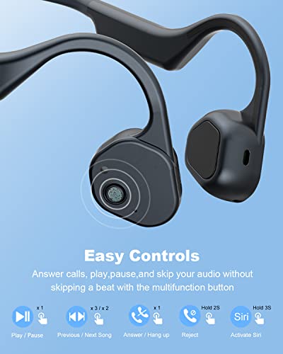 VIDONN Air Conduction Headphones Bluetooth 5.0 with Built-in Mic, Headphones Wireless Bluetooth, Sweatproof Headset for Running Hiking Driving Bicycling-Long Battery Life (Black)