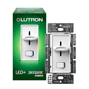 lutron skylark led+ dimmer switch for dimmable led, halogen and incandescent bulbs | single-pole or 3-way | scl-153p-wh | white