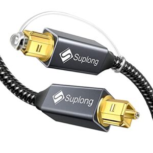 suplong optical digital audio cable 6ft/1.8m fiber optical audio cable toslink s/pdif (nylon braided,gold-plated) for sound bar, tv, sony, samsung, bose, lg, vizio, sonos