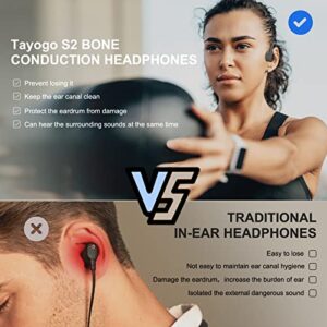 Tayogo Bone Conduction Headphones with Microphone Bluetooth 5.0 Open Ear Wireless Earphones for Running, Sports, Fitness - Grey