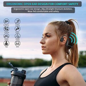 Bone Conduction Headphones, Jimbobo Open Ear Wireless Bluetooth Sport Earphones with Built-in 8GB Memory MP3 Player, Noise Cancelling Mic, IP68 Waterproof Headset for Swimming Running Cycling (Black)