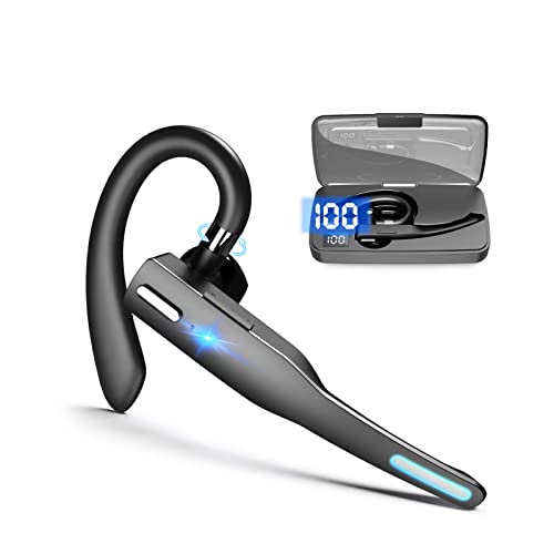 Wireless Bluetooth Earbuds with Noise Cancelling for Smart Phone/Android, LED Power Display Earphones with Wireless Charging Case, Waterproof Earhook Headphones with Mic for Gaming Sports Gym Gifts