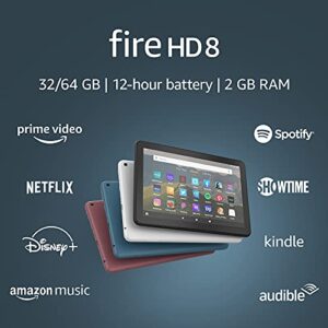 amazon fire hd 8 tablet, 8″ hd display, 64 gb, (2020 release), designed for portable entertainment, black