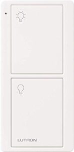 lutron 2-button pico smart remote control for caséta smart switch, pj2-2b-gwh-l01, white