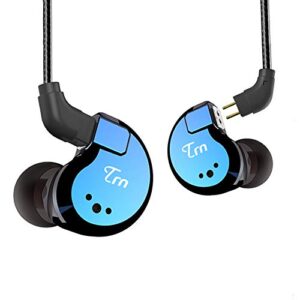 kinboofi trn v80 balance in ear headphone, 2ba and 2dd hi-fidelity stage monitor earphone metal studio audio headset with detachable 2pin cable netural sound musician earbuds(blue no mic)