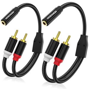 hosongin 3.5mm (1/8 inch) to rca adapter stereo audio cable 2 pack – short 3.5mm trs female jack to 2 rca male plug audio cable – 12 inch length