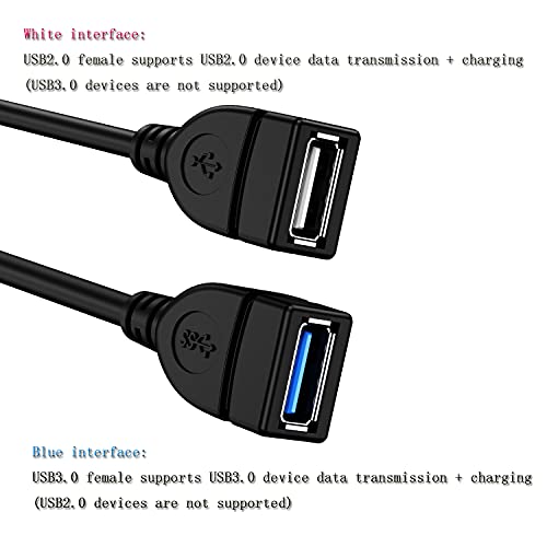 Eanetf USB 3.0 Female to Male Splitter Cable(2pack),USB 3.0 Female to Dual USB Male 1 to 2 Sync Data Charging Converter Y Extension Cable Cord for PC/Car/Laptop/U Disk/Network Card/Hard Disk etc.