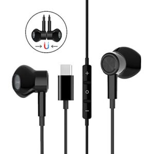 usb type c earbuds headphone with microphone earphones compatible with samsung galaxy a53 s23 s22 s21 ultra s21 fe s20 plus note 20 ultra z fold4 fold 3 flip 4, pixel 7 6 pro oneplus 11 10 pro (black)
