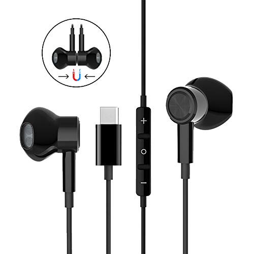 USB Type C Earbuds Headphone with Microphone Earphones Compatible with Samsung Galaxy A53 S23 S22 S21 Ultra S21 FE S20 Plus Note 20 Ultra Z Fold4 Fold 3 Flip 4, Pixel 7 6 Pro OnePlus 11 10 Pro (Black)