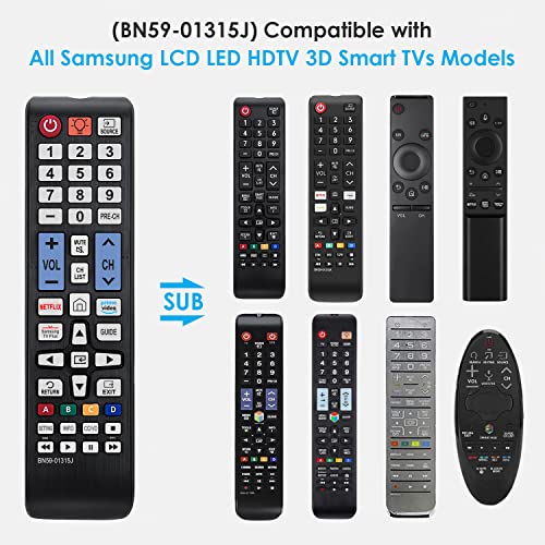 (BN59-01315J) Universal Remote Control with Backlit for Samsung TV Remote Control Replacement All Samsung LCD LED HDTV 3D Smart TVs Models