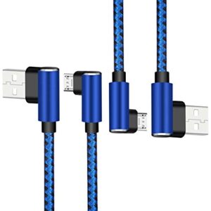 CTREEY Micro USB Cable, 90 Degree 3 Pack 10FT Long Premium Nylon Braided Android Fast Charger USB to Micro USB Charging Cable for Samsung Galaxy S7 Edge/S6/S5 (3 Pack 10FT Blue) (3x10ft)