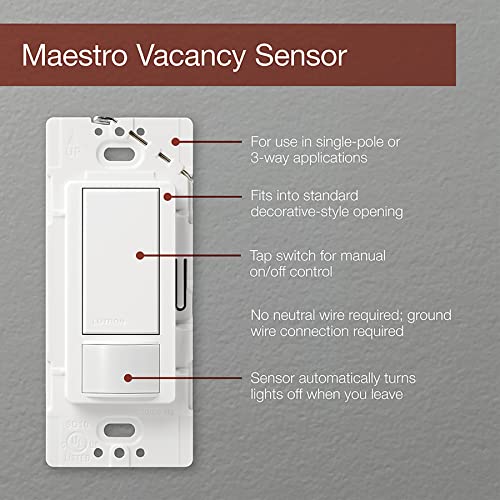 Lutron MS-VPS2H-WH Vacancy Sensor, White