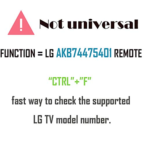 AKB74475401 Replacement for LG Remote Control for Smart TV 49UF6430 43UF6400 49UF6490 49UF6400 43UF6430 43LF5900 55UF6450 49UF6900 49LF5900 32LF595B 24LF4820 65UF6450 with GP Alkaline 2 pcs Batteries