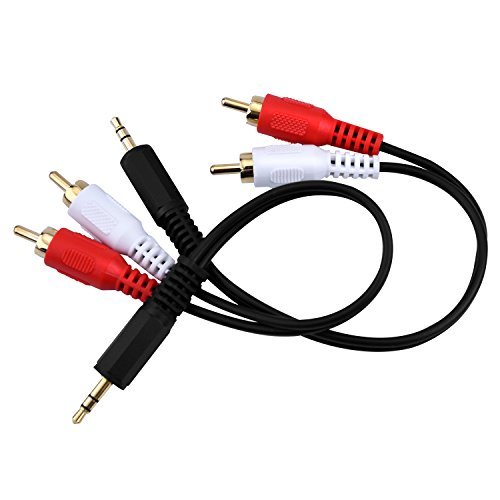 eBoot 3.5mm Audio Cable Male to 2 RCA Male Cable Stereo Audio Y Cable Adapter 6 Inch, 2 Pack