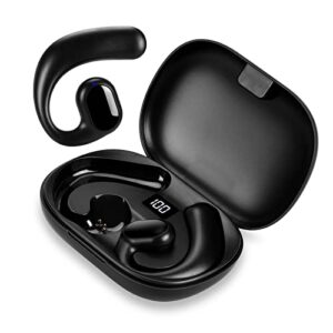 anmery wireless earbuds bluetooth headphones 5.3 noise cancelling with display screen charging case back sport earphones over ear buds with earhooks built-in microphone headset for sport
