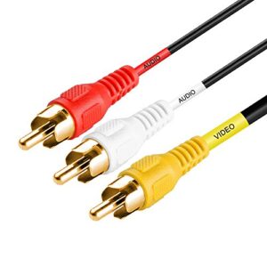 cmple – 3-male rca to 3-male rca composite video audio a/v av cable gold plated – 1.5 feet