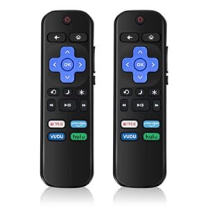 (pack of 2) universal tv remote for roku tv, replacement for tcl roku/hisense roku/sharp roku tv, remote with netflix/prime video/vudu/hulu buttons