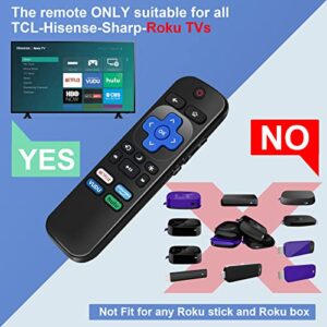 (Pack of 2) Universal TV Remote for Roku TV, Replacement for TCL Roku/Hisense Roku/Sharp Roku TV, Remote with Netflix/Prime Video/VUDU/hulu Buttons